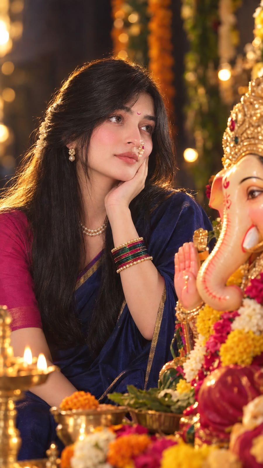 Cinematic Devotional Portrait with Lord Ganesha