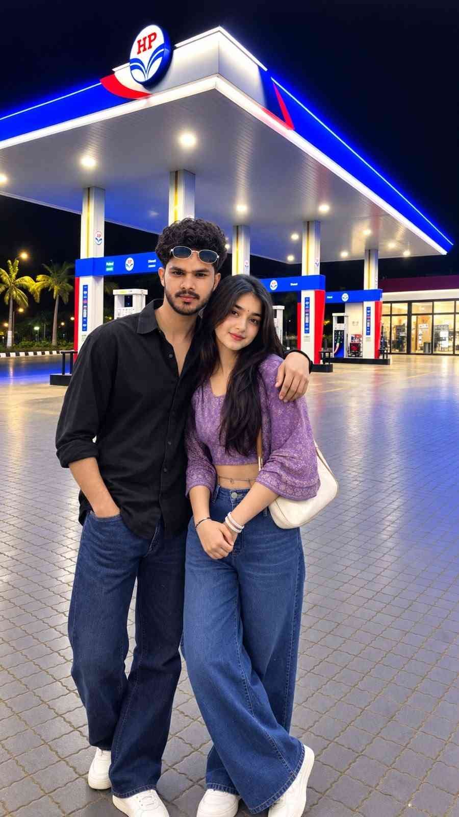 HP Petrol Pump Couple Photo Prompt