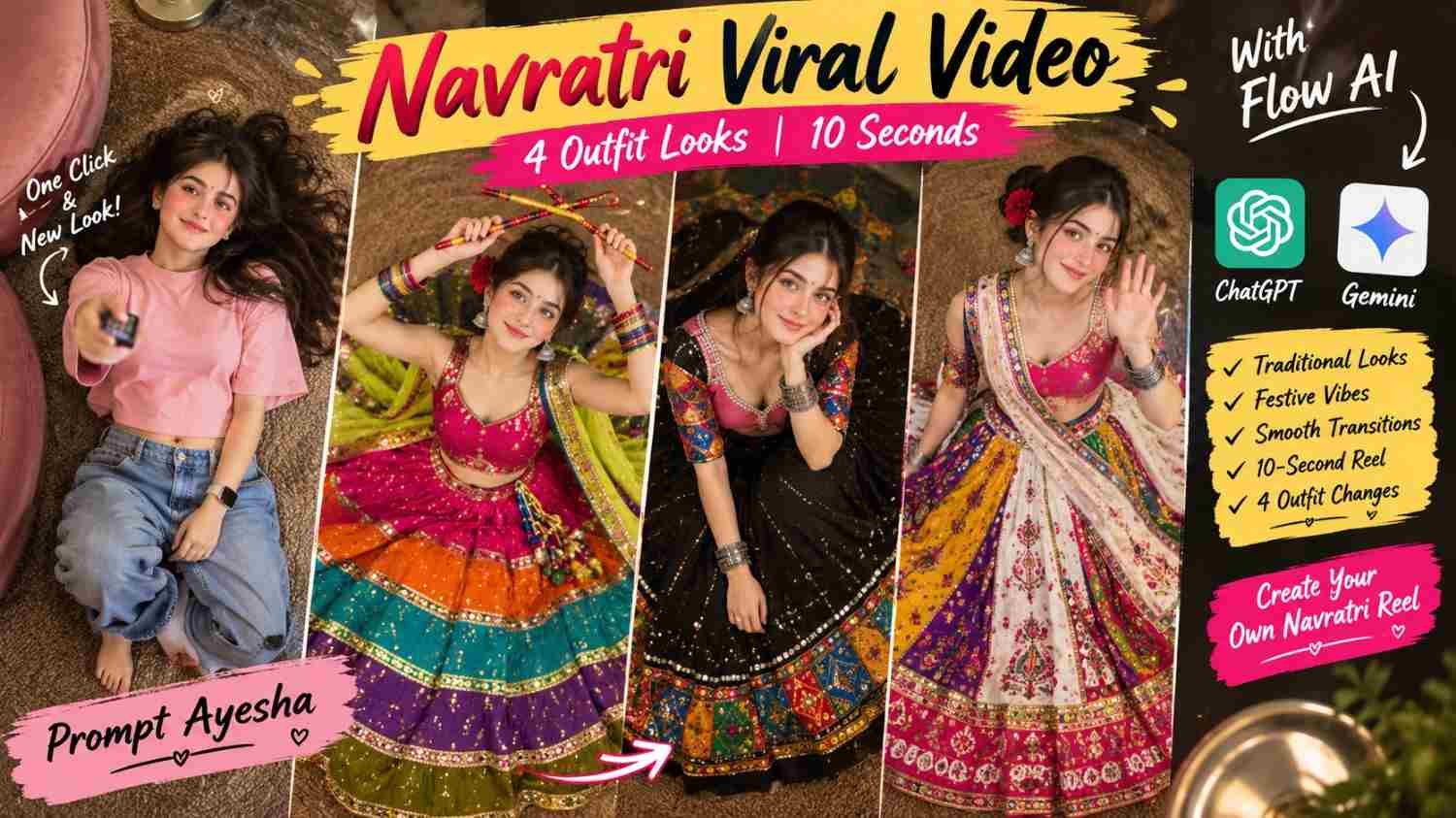 Navratri Viral Video Prompt for Flow AI